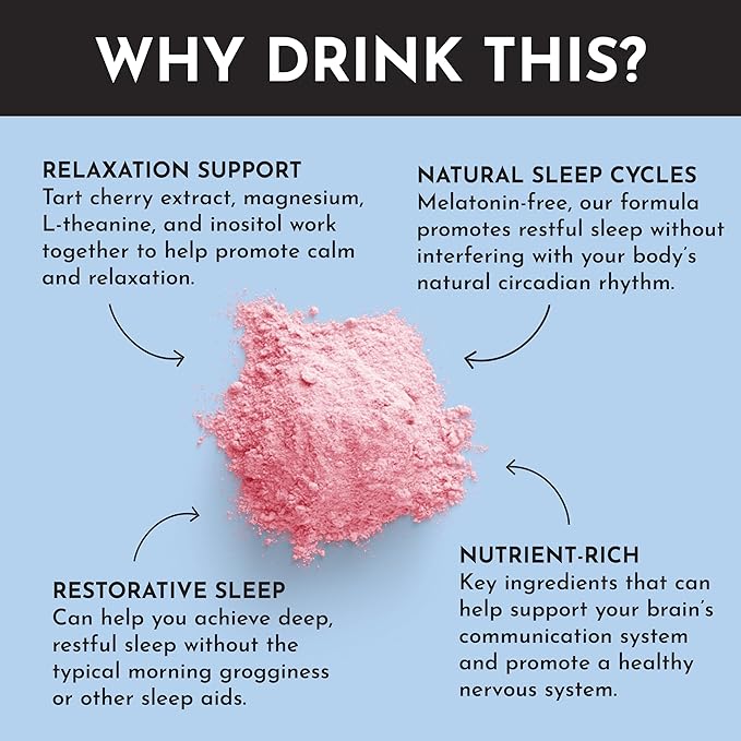 JUST INGREDIENTS Kids Nighttime Relax Drink Mix – Strawberry Limeade Flavor – 60 Servings | Magnesium, Tart Cherry & L-Theanine | Supports Evening Calm, Relaxation & Restful Sleep*