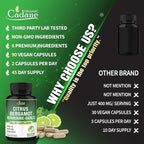 Cadane Citrus Bergamot Supplement with Berberine, Garlic, Green Tea, Grape Seed & Black Pepper | Wellness & Vitality Support | Vegan, Non-GMO – 90 Capsules – 45-Day Supply
