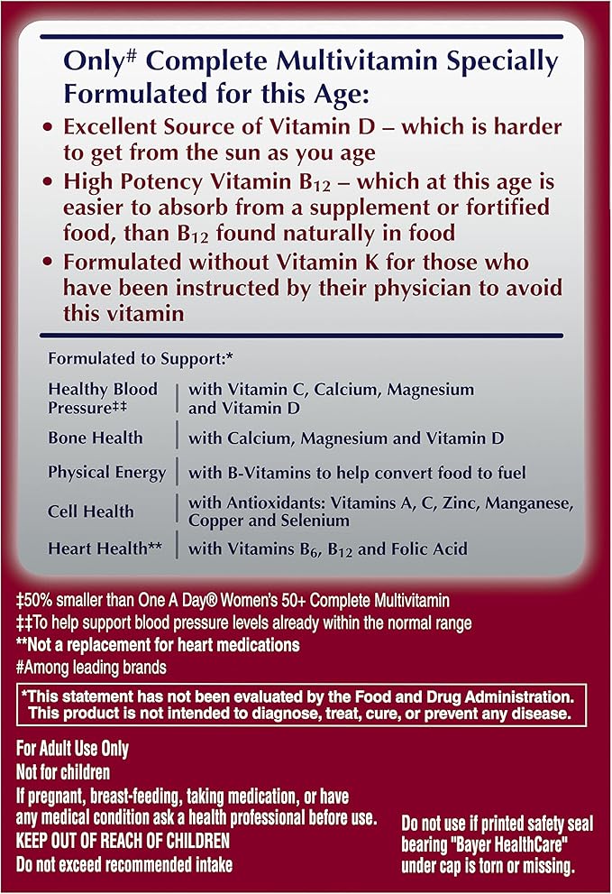 ONE A DAY Proactive 65+, Mens & Womens Multivitamin, Supplement with Vitamin_A, Vitamin_C, Vitamin_D, and Zinc for Immune Health Support*, Calcium, Folic Acid & More, Tablet, 150 Count (Pack of 2)