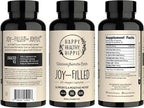 Joy-Filled Mood Support Supplement - 7 Herb Complex + St. Johns Worts (120 Ct) | Stress Relief Supplement with Rhodiola Rosea, Eleuthero | Helps Calm The Mind & Body | 100% Plant-Based Happy Pills