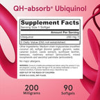 Jarrow Formulas QH-Absorb 200 mg - Active Antioxidant Form of Co-Q10 - Dietary Supplement - Supports Mitochondrial Energy Production & Cardiovascular Health - 90 Softgels