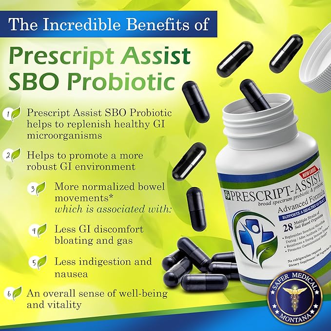 Prescript-Assist Prescipt-Assist Prebiotics & Probiotics for Digestive & Immune Health. 28 Strains Soil-Based Microflora - Vegan, Supports Muscle Recovery & Gut Health, 90 Capsules
