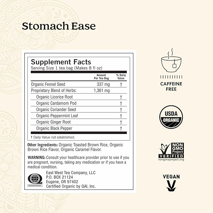 Yogi Tea Stomach Ease - 16 Bags per Pack (4 Packs) - Digestive Tea to Help Soothe & Calm the Stomach - Includes Licorice, Fennel, Ginger, Peppermint & More