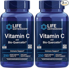 Life Extension Vitamin C and Bio-Quercetin®,Cardiovascular Health Supplement,Immune Support,Highly absorbable,quercetin,Vitamin C,Gluten Free,Non-GMO,Vegetarian,250 Tablets,(Pack of 2)