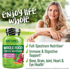 NATURELO Whole Food Multivitamin for Women 50+ (Iron Free) with Vitamins, Minerals, & Organic Extracts - Supplement for Post Menopausal Women Over 50 - No GMO - 240 Vegan Capsules