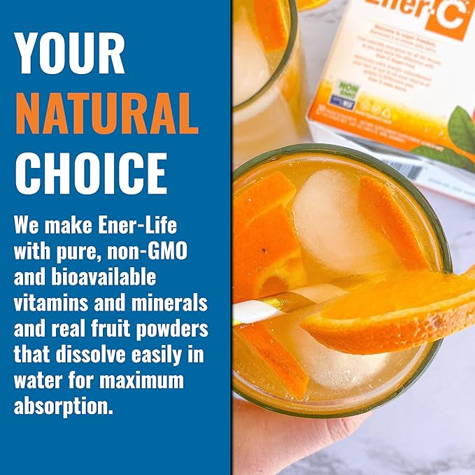 Ener-C Sugar Free Multivitamin Drink Mix - Vitamin Powder for Water, Electrolytes Powder No Sugar, Hydration Boost Packets, Zero Sugar, Vitamin C & B12 Supplement Liquid Mix - Orange & Berry, 60 Count