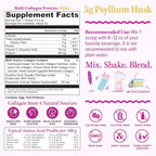Vitauthority Multi Collagen Protein Powder + Fiber Supplement Collagen Types I, II, III, V & X | Hair, Skin, Nail, & Digestive Support | Vitamin C & Hyaluronic Acid, Unflavored 30 Servings