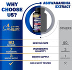Organic Cadane Ashwagandha Supplements - Memory, Immune System & Strength Support - 7in1 Concentrated with Turmeric, Maca Root, Berberine & More - 90 Vegan Capsules for 3-Month Supply