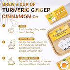 LeafLea 40 Turmeric Ginger Cinnamon Tea Bags, 100% Natural Ingredients Herbal Tea, Turmeric Ginger Herbal Blend for Wellness, Vegan, No Sugar, Caffeine-Free, Individually Wrapped for Freshness