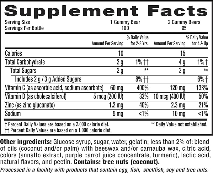 L’il Critters Immune C Daily Gummy Supplement Vitamin for Kids, Vitamin C, D and Zinc for Immune Support, Orange, Lemon, Strawberry and Cherry Flavors, 190 Gummies (Packaging May Vary) (Pack of 2)