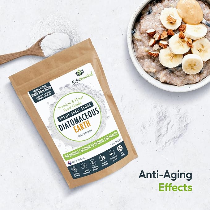 Fossil Shell Flour Powder for Detoxification, Digestive Health, and Natural Wellness - Organic and Silica Rich Mineral Supplement. 250g