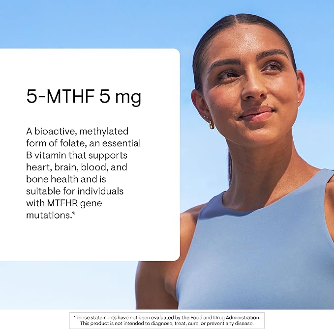 THORNE - 5-MTHF - Methylfolate (Active B9 Folate) Supplement - Supports Cardiovascular Health, Fetal Development, Nerve Health, Methylation & Homocysteine Levels* - 60 Servings - 5-MTHF 5mg