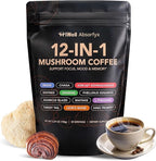 HiWell Strong Taste Mushroom Coffee 12-in-1 – Organic Ginseng, KSM-66® Ashwagandha, Lion's Mane, Reishi–Focus, Calm Energy & Immune Support–100% Fruiting Body Extracts–Vegan, Low Caffeine–30 Servings