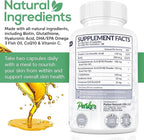 Parker Naturals Glowing Skin Supplement - Biotin, Glutathione, Hyaluronic Acid, DHA/EPA Omega 3 Fish Oil, CoQ10, Vitamin C, All Natural Skin Care Supplement, 60 Caps