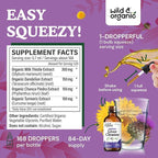 Wild & Organic Liver Cleanse Detox Tincture - Milk Thistle, Dandelion Root Herbal Complex - Liquid Liver Support Supplement - Vegan, Sugar & Alcohol-Free Milk Thistle Drops - 4 fl oz