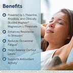 Jarrow Formulas Magnesium L-Threonate, MagMind Stress Resistance with L-Theanine and Rhodiolife, High Absorption Magnesium, Stress Relief and Mood Support, 60 Veggie Capsules, Up to a 30 Day Supply