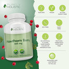 Purely Holistic Hawthorn Berry 665mg + Olive Leaf Extract 750mg Bundle + 270 Vegan Capsules - Made in The USA