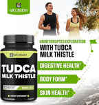 WELBUDA 1000mg Tudca Supplement with Milk Thistle Extract - 60 Vegan Capsules - Support for Immune System, Digestion Health, Body Purification & Brain Health