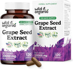 Wild & Organic Grape Seed Extract Capsules - Antioxidant Support - Grapeseed Extract 400 mg - 95% Polyphenols - 120 Vegan Capsules - 4 Month Supply - Non-GMO
