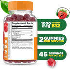 Lifeable Vitamin B12 for Kids | 1000 mcg | Great Tasting Vitamin B12 Gummies | Gluten Free, Vegan B12 Vitamins | B12 Vitamins for Energy, Mood and Nervous System Support | 90 Gummies