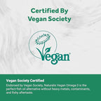 Naturalis Double Strength Vegan Omega 3 DHA, EPA & DPA from Microalgae | Vegan Society Certified, Sustainably Sourced, True Full Spectrum | 180 Veggie Softgels (Carrageenan Free)