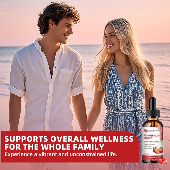 (3 Pack) Magnesium Glycinate Liquid Drops, High Absorption Magnesium Liquid with Bromelain, Vitamin B6 C D, Magnesium Supplement for Kids and Adults, Night & Muscle Support, Strawberry Flavor