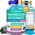 60 Day Supply Magnesium Glycinate 400mg Gummies with Ashwagandha, L-Theanine, CoQ10, Vitamin D3 & B6, Sugar Free Magnesium Gummies for Adults & Kids, Stress Relief, Sleep & Calm, Vegan, Gluten Free