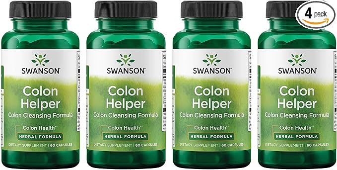 Swanson Colon Helper Herbal Digestive Supplement for Adults Seeking Healthy Eliminations with Goldenseal, Slippery Elm & Aloe (60 Capsules, 4 Pack)