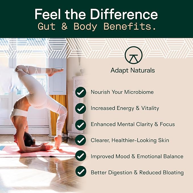 Adapt Naturals 4-in-1 Biome Protect Prebiotics, Probiotics Supplement Postbiotics & Polyphenols for Microbiome, Gut Health & Defense for Women & Men, 30 Day Supply