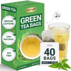 LeafLea 40 Green Tea Bags, 100% Natural & Pure from Green Tea Leaves, Smooth & Refreshing, Everyday Wellness with Natural Caffeine Content, Sugar-Free, Non-GMO, Individually Wrapped for Freshness