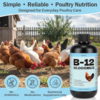Vitamin B12 Liquid for Poultry, 10000 MCG Nutritional Supplement for Chickens, Supports Daily Vitality & Development, Liquid Vitamin Feed Additive for Hens, Roosters, Ducks, Geese & Turkeys