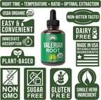 USDA Organic Valerian Root Liquid Drops Supplement. Vegan Extract Tincture for Relaxation, Sleep, Calm. Great Alternative to Valerian Capsules. Zero Sugar, Gluten Free Supplements for Women and Men
