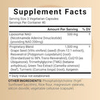 NatureBell Liposomal NAD+ 8-in-1 Complex 2000mg** Per Serving, 120 Vegetarian Capsules – NAD Resveratrol Supplement with TMG, CoQ10, Turmeric, Grape Seed & Apigenin – Non-GMO, cGMP Manufactured