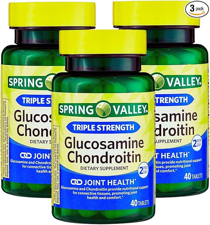 Glucosamine Chondroitin Triple Strength 40 Tablets, Glucosamina Suplemento, 1400mg Glucosamine + 1200mg Chondroitin, Daily Joint Support, Gluten Free (Pack of 3)