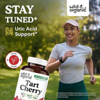 Wild & Organic Tart Cherry Extract Capsules 600 mg - Uric Acid Support - Tart Cherry Supplement - Prunus Cerasus Fruit Powder - 180 Days of Supply - Vegan, No Fillers, Non-GMO - 180 Count