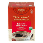 Teeccino Reishi Eleuthero Tea - French Roast - 10 TeaBags - Organic Mushroom Adaptogenic Herbal Tea, 3x More Herbs than Regular Tea Bags, Caffeine Free, Chicory Prebiotic