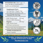Pure Mountain Botanicals High Potency Milk Thistle -180 Kosher Vegan Capsules with 450mg Organic Milk Thistle Seed and Extract