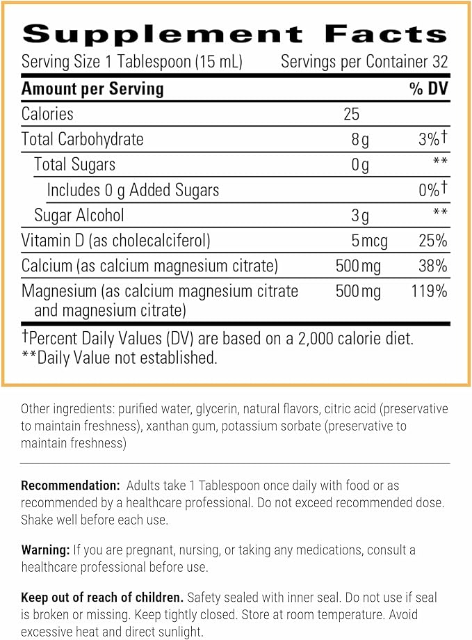 Integrative Therapeutics Liquid Calcium Magnesium - Liquid Supplement that Supports Bone Health* - Includes Vitamin D3 & a Magnesium Complex - Gluten-Free & Dairy-Free - Berry, 16 oz (32 Servings)