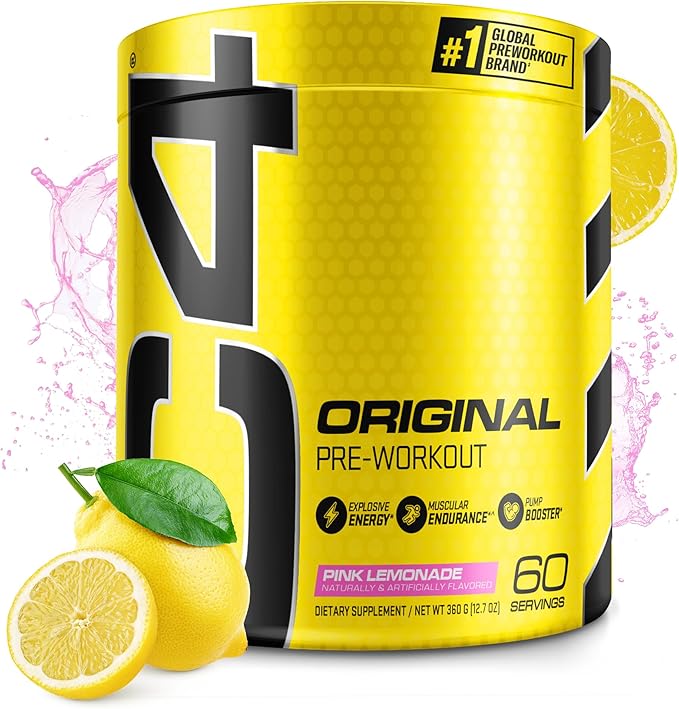C4 Original Pre Workout Powder Pink Lemonade Vitamin C for Immune Support Sugar Free Preworkout Energy for Men & Women 150mg Caffeine + Beta Alanine + Creatine 60 Servings