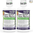 Vital Earth Minerals Super Strength Humic Minerals 2-Pack – Fulvic Acid Supplement with 70+ Trace Minerals, Electrolytes for Detox & Digestion, 32 Oz Ea + 1 Oz Cup