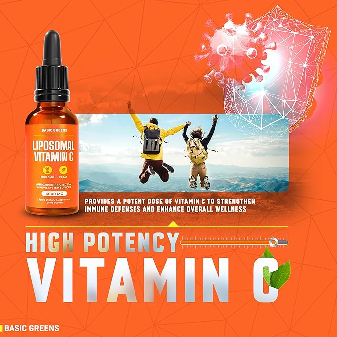 Liposomal Vitamin C Liquid – High Absorption Immune Support & Antioxidant Boost | Advanced Liposomal Delivery, Non-GMO, Vegan-Friendly Vitamin C Supplement, 4 Fl Oz