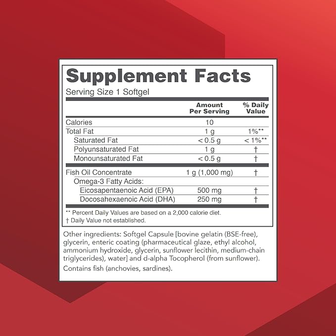 PROTOCOL FOR LIFE BALANCE Ultra Omega-3-500mg EPA & 250mg DHA - Fish Oil for Brain Support, Heart & Nervous System Health* - EPA DHA Omega Supplement - Non-GMO & Halal - 180 Softgels
