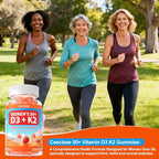 Vitamin D3 K2 Gummies Supplement for Women 50+: Organic Vitamin D3 5000 IU + K2 (MK-7) 120 mcg with 500mg Omega-3, 400mg Calcium, CoQ10 for Immune Health - Extra Strength for Adults(120Count)