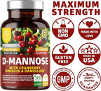 Number One Nutrition N1N Premium D-Mannose with Cranberry & Hibiscus [1350mg], 120 Capsules, and Uric Acid Support with 14 Potent Herbs, 60 Capsules, 2 Pack Bundle