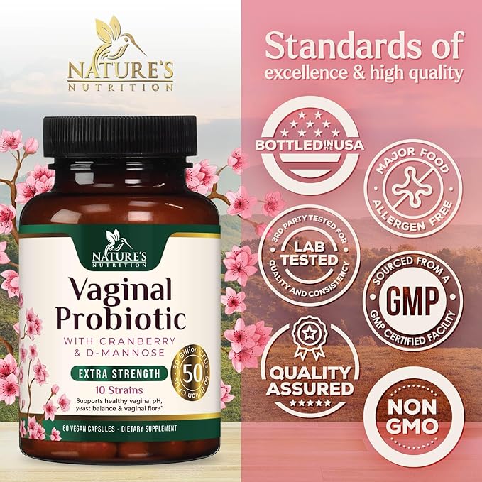 Probiotics 50 Billion CFU per Serving - 10 Strains & Prebiotics - Supports Women's pH Balance, Digestive, UT & Feminine Health - SVag Women Health Supplements - Shelf Stable Bottled USA - 60 Capsules