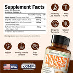 Turmeric Curcumin Supplement with Ginger Root for Joint Support, Digestive & Gut Health - Contains Organic Turmeric Curcumin with Black Pepper (Bioperine) for Enhanced Absorption - 120 Capsules