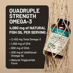 NatureWise Quadruple Strength Omega 3 Fish Oil 4080mg- Natural TG Form + Wild Caught - 2450mg Omega 3 + 1350mg EPA 900mg DHA - Burpless - Non-GMO & USA Manufactured - 120 Softgels[40 Day Supply]