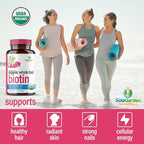 USDA Organic Whole Food Biotin Supplement, Made with Plant-Based Biotin from Sesbania Agati Trees, by SolaGarden Naturals, 60 Non-GMO Vegan Capsules, Supports Hair, Skin, and Nails, Made in USA