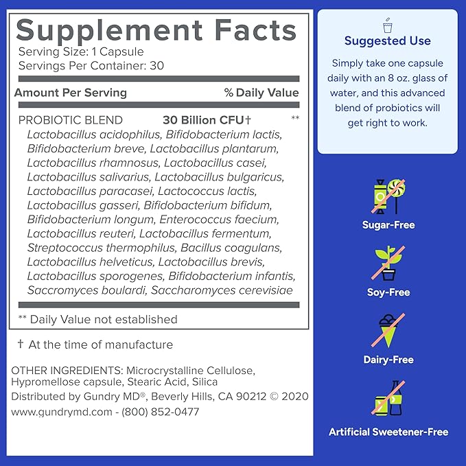 Gundry MD® 24 Strain Probiotic with 30 Billion CFUs, 30 Count
