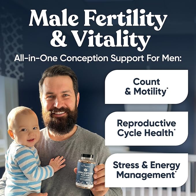 Eu Natural Conception for Him - Male Fertility Supplements with Ashwagandha, Folate & Zinc - Sperm Count, Motility & Strength Support - Fertility Support for Men, 120 Vegetarian Capsules